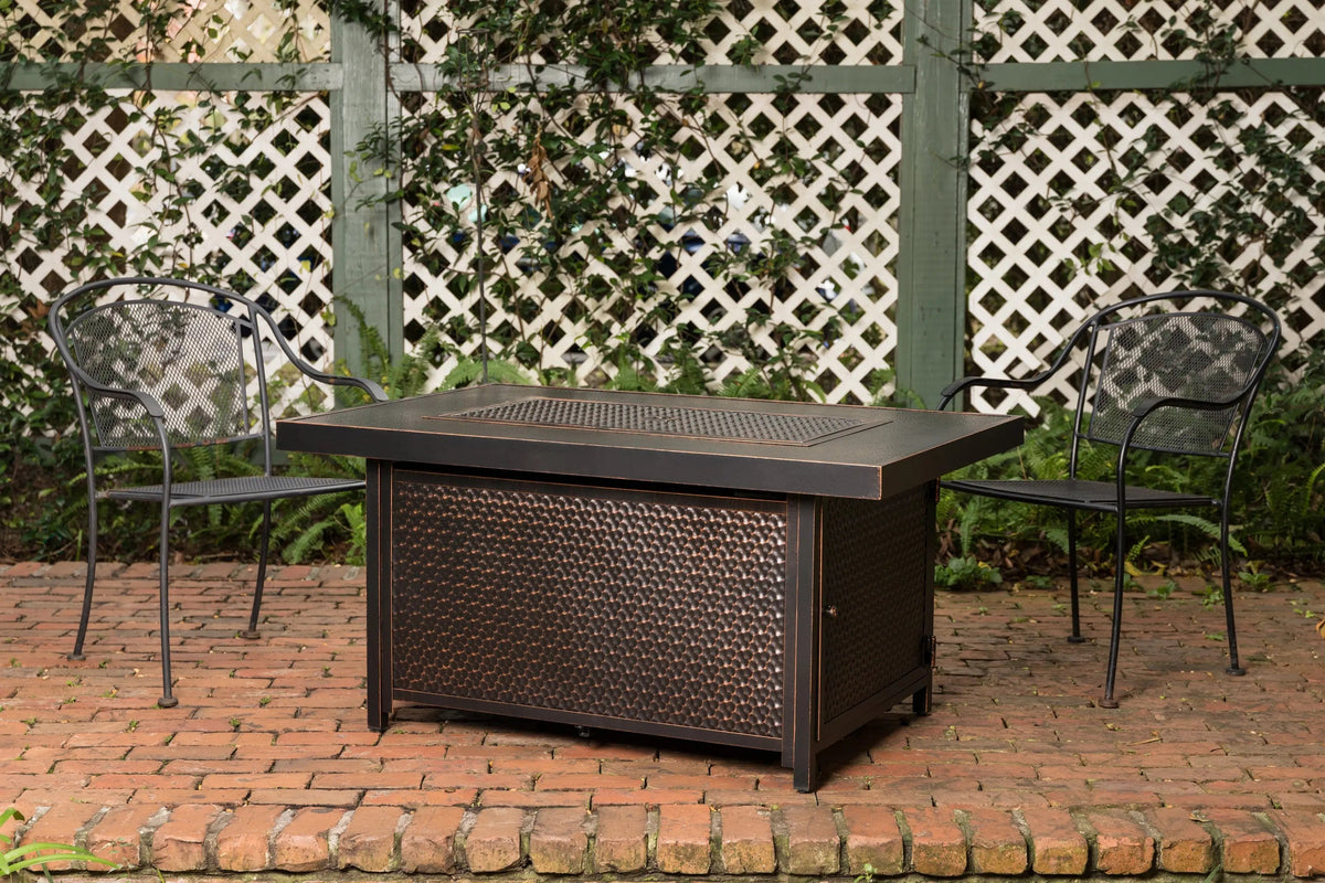 Weyland Rectangle Aluminum Gas Fire Pit Table — 55,000 BTU