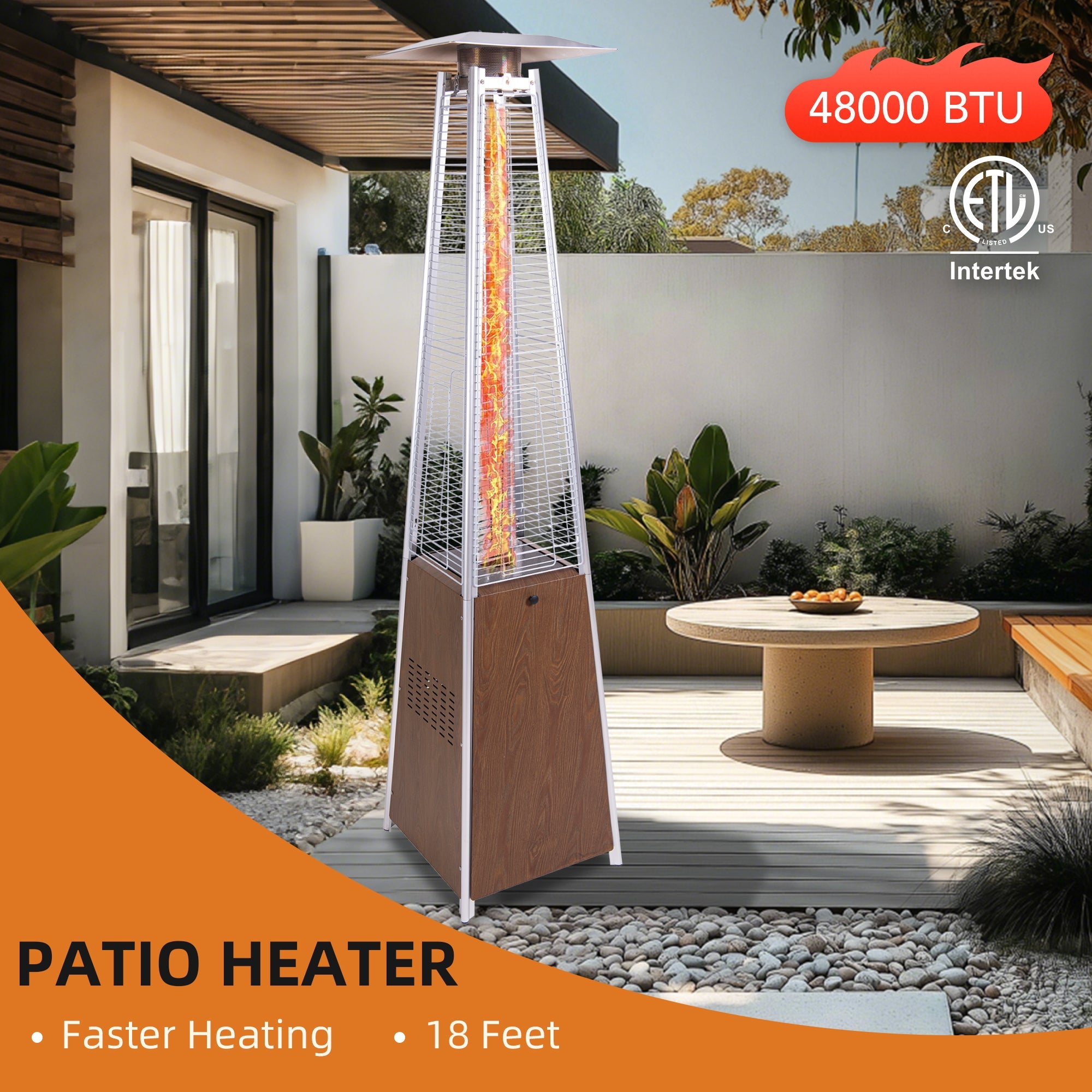 48,000 BTU Stainless Steel Propane Patio Heater