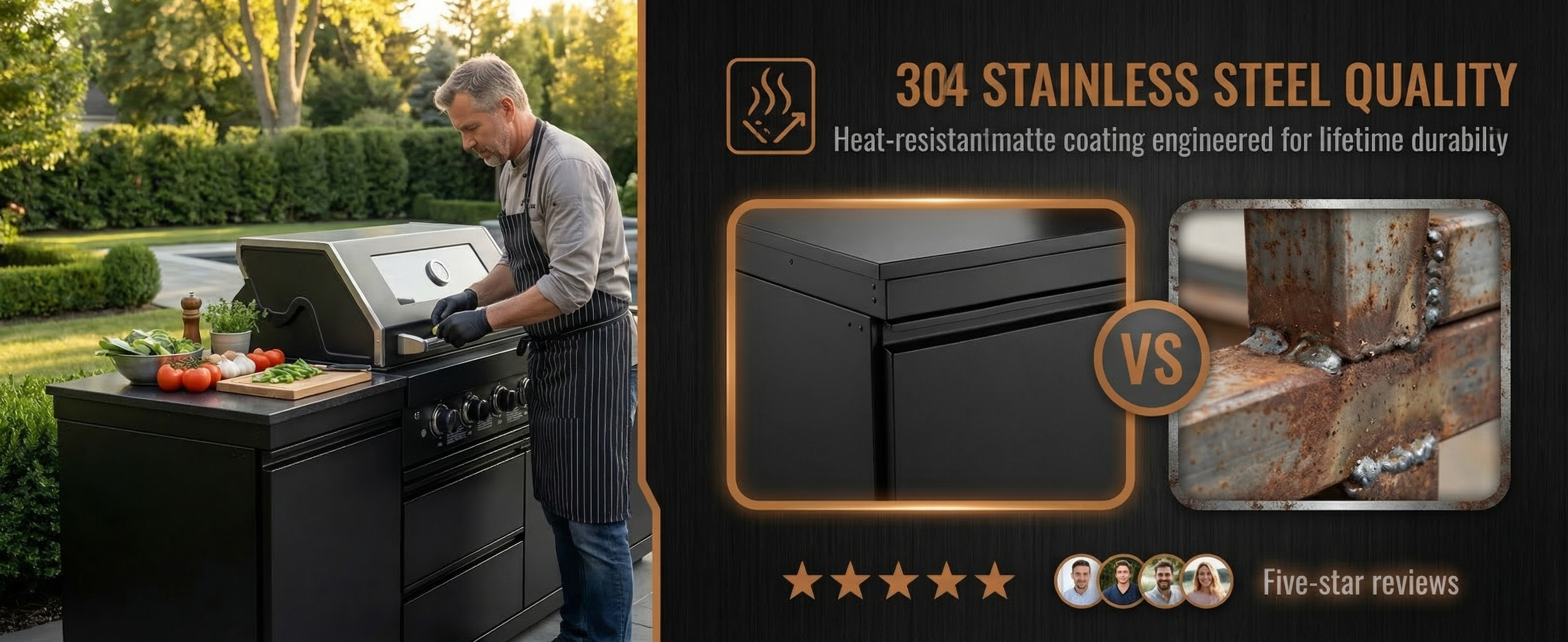 Title 84.7" Stainless Steel Outdoor Kitchen Grill