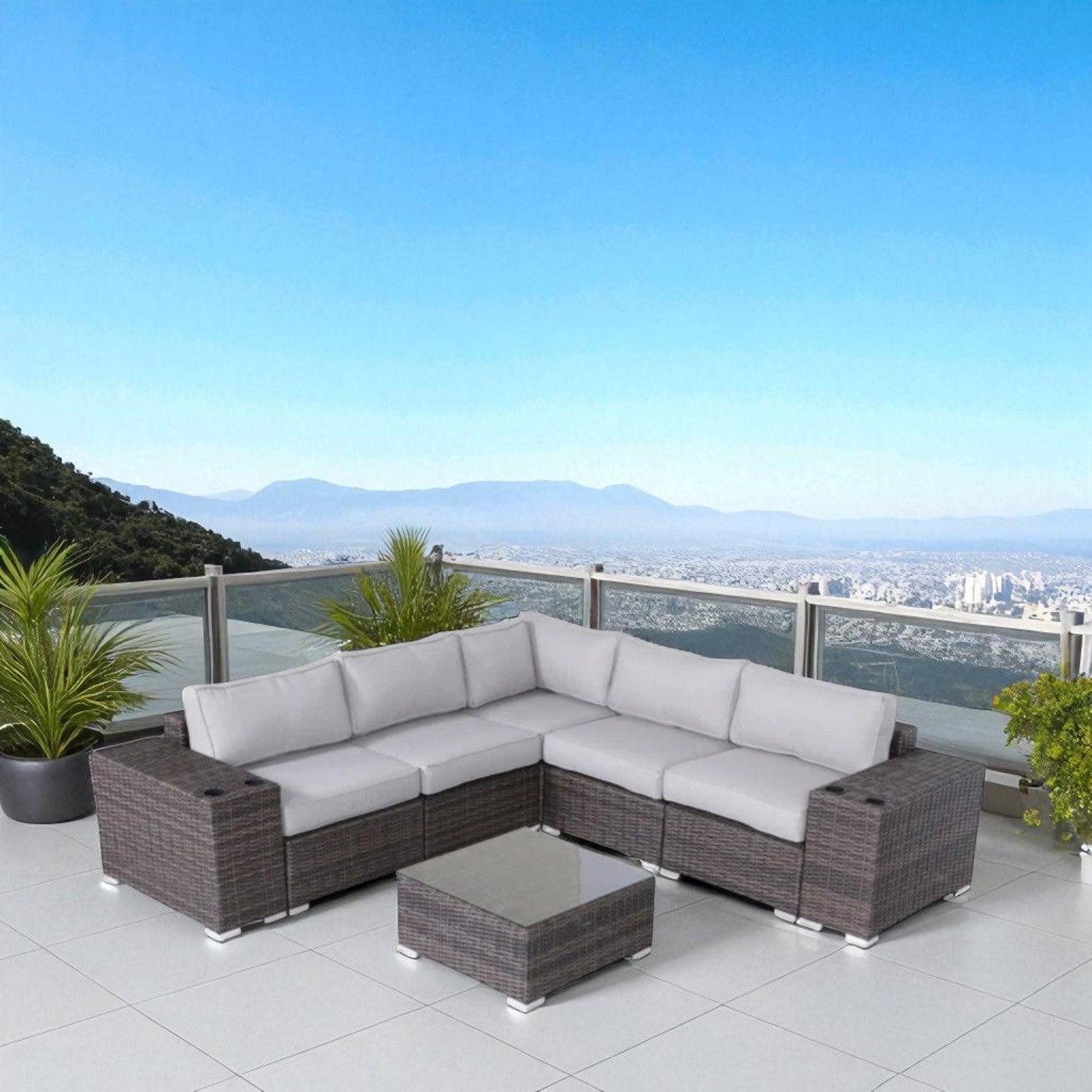 4-Piece HDPE Wicker Patio Furniture Set