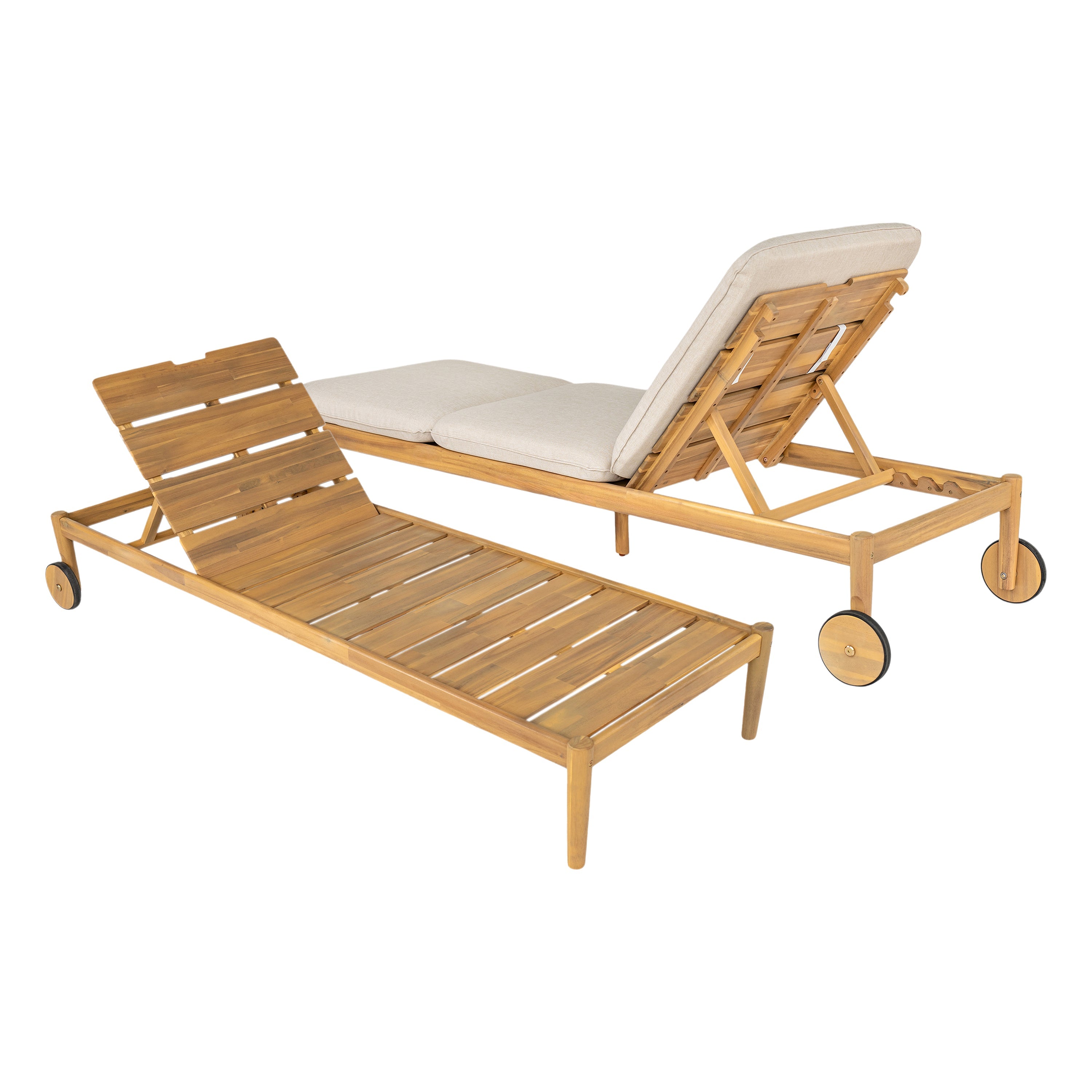 Riviera Acacia Wood Outdoor Chaise Lounge (Set of 2)