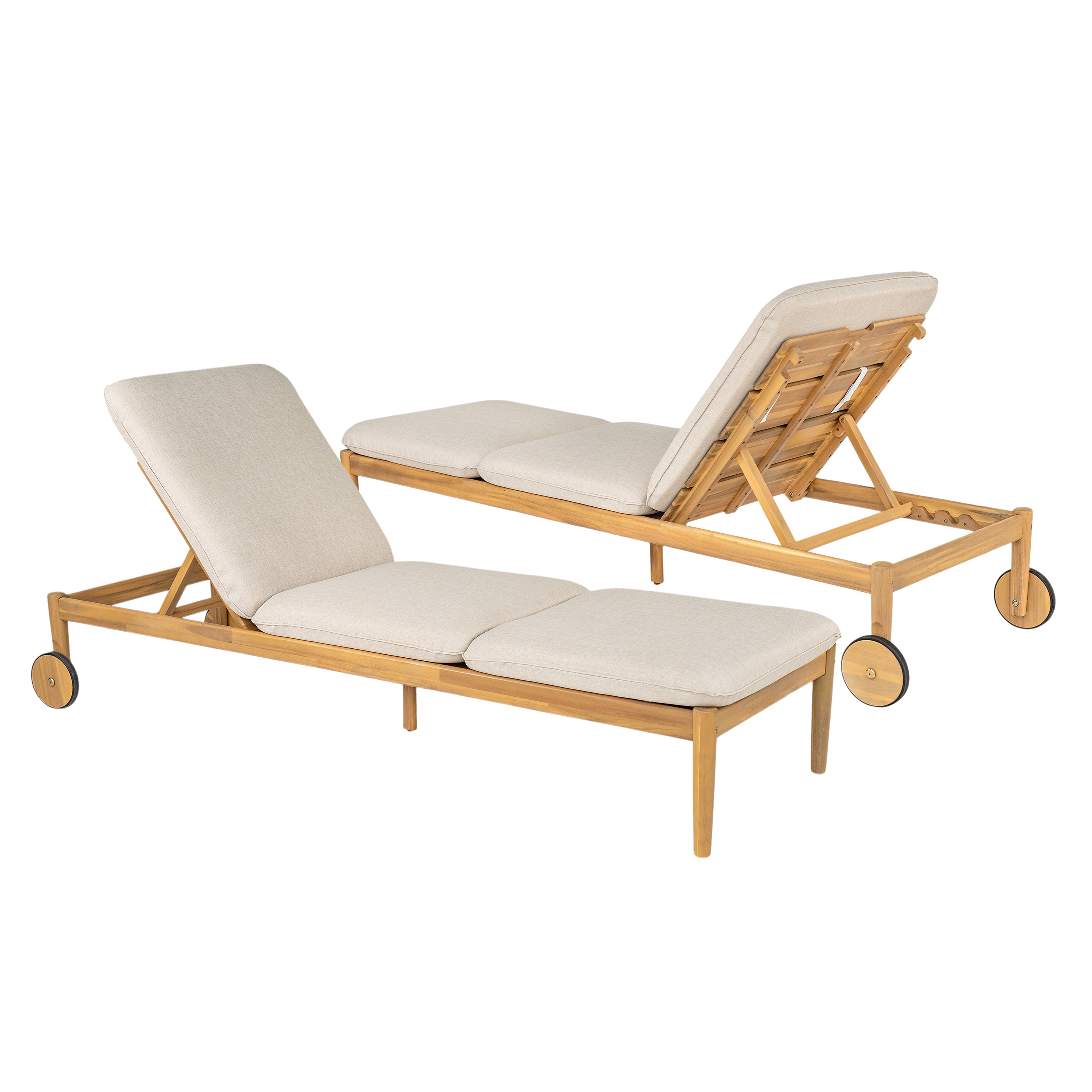 Riviera Acacia Wood Outdoor Chaise Lounge (Set of 2)