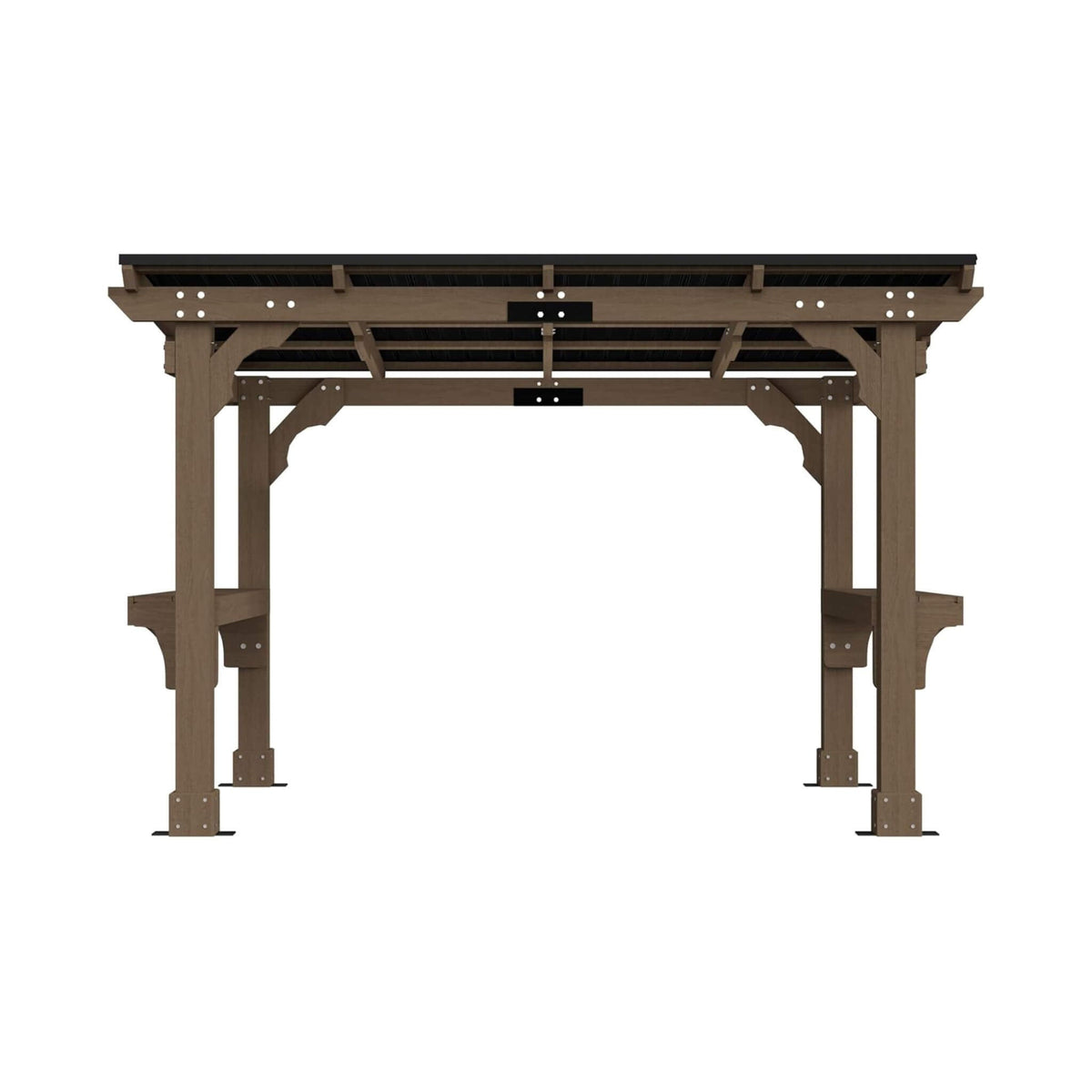 Heavy-Duty Wooden Grill Gazebo with Sloped Metal Roof