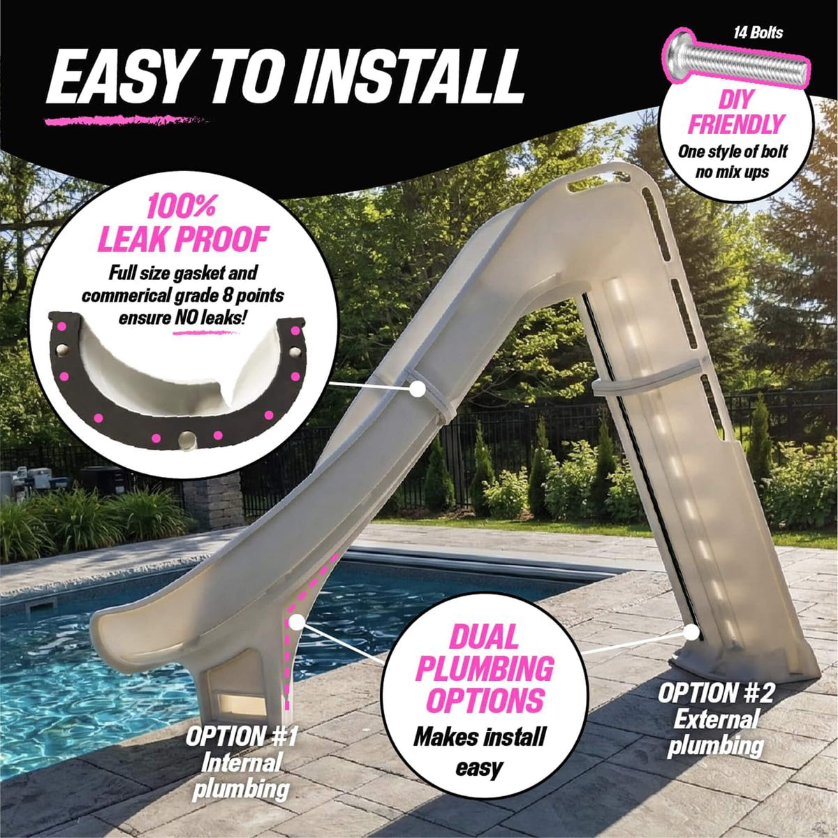 Heavy-Duty Reinforced Leak-Proof Waterslide with Handrails