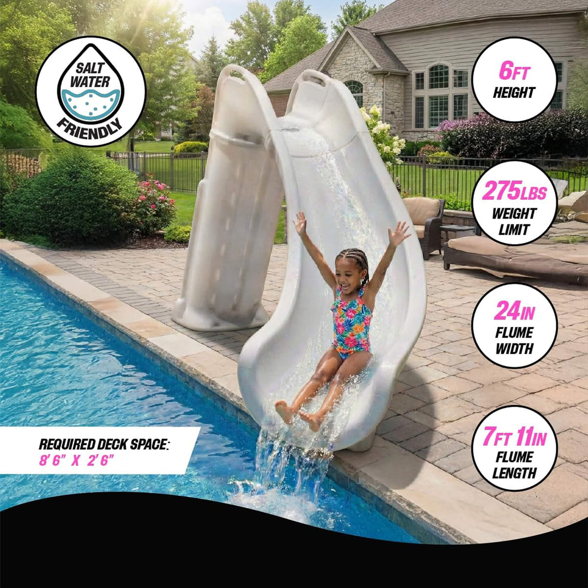 Heavy-Duty Reinforced Leak-Proof Waterslide with Handrails