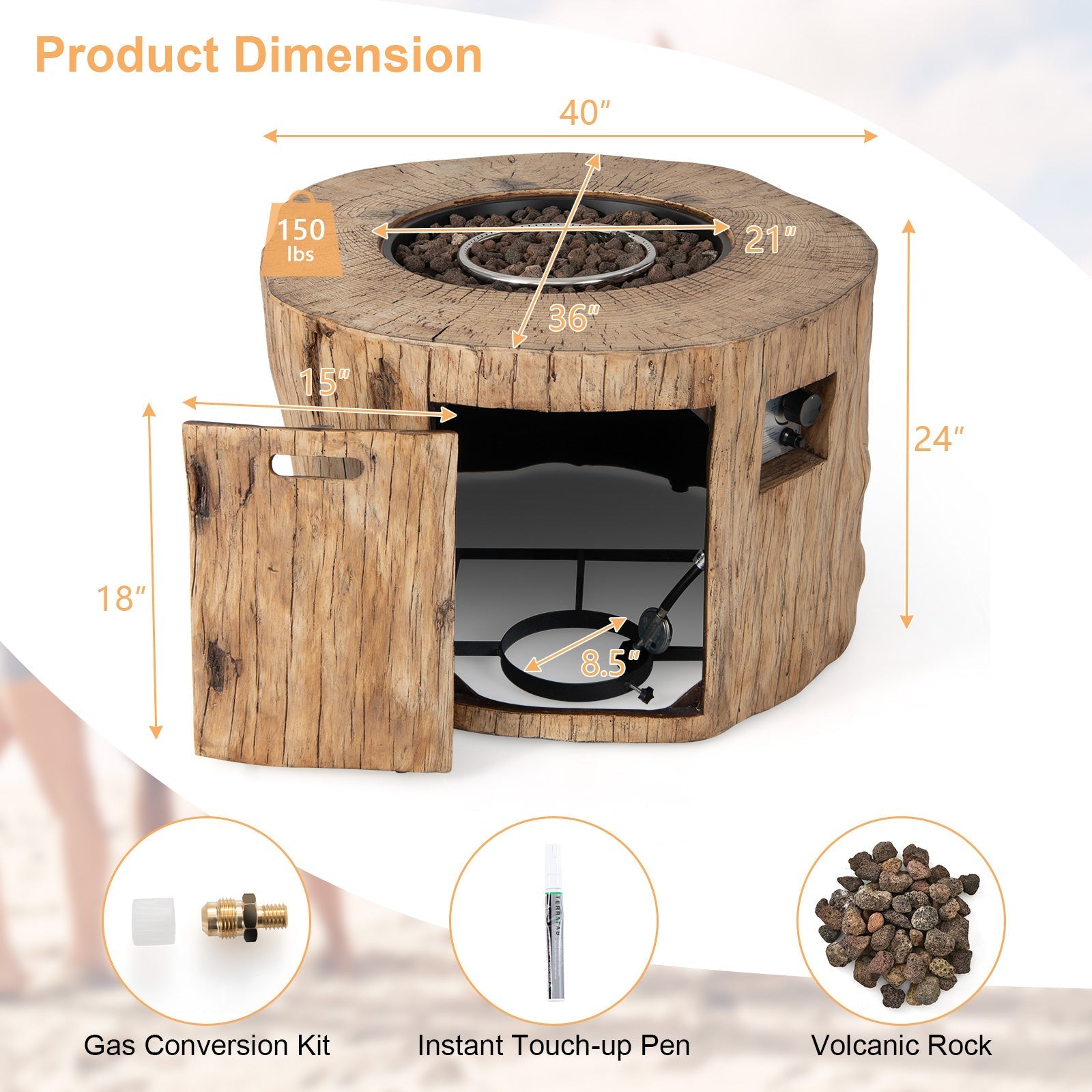 DirectDeals 40" Round Propane Gas Fire Pit Table