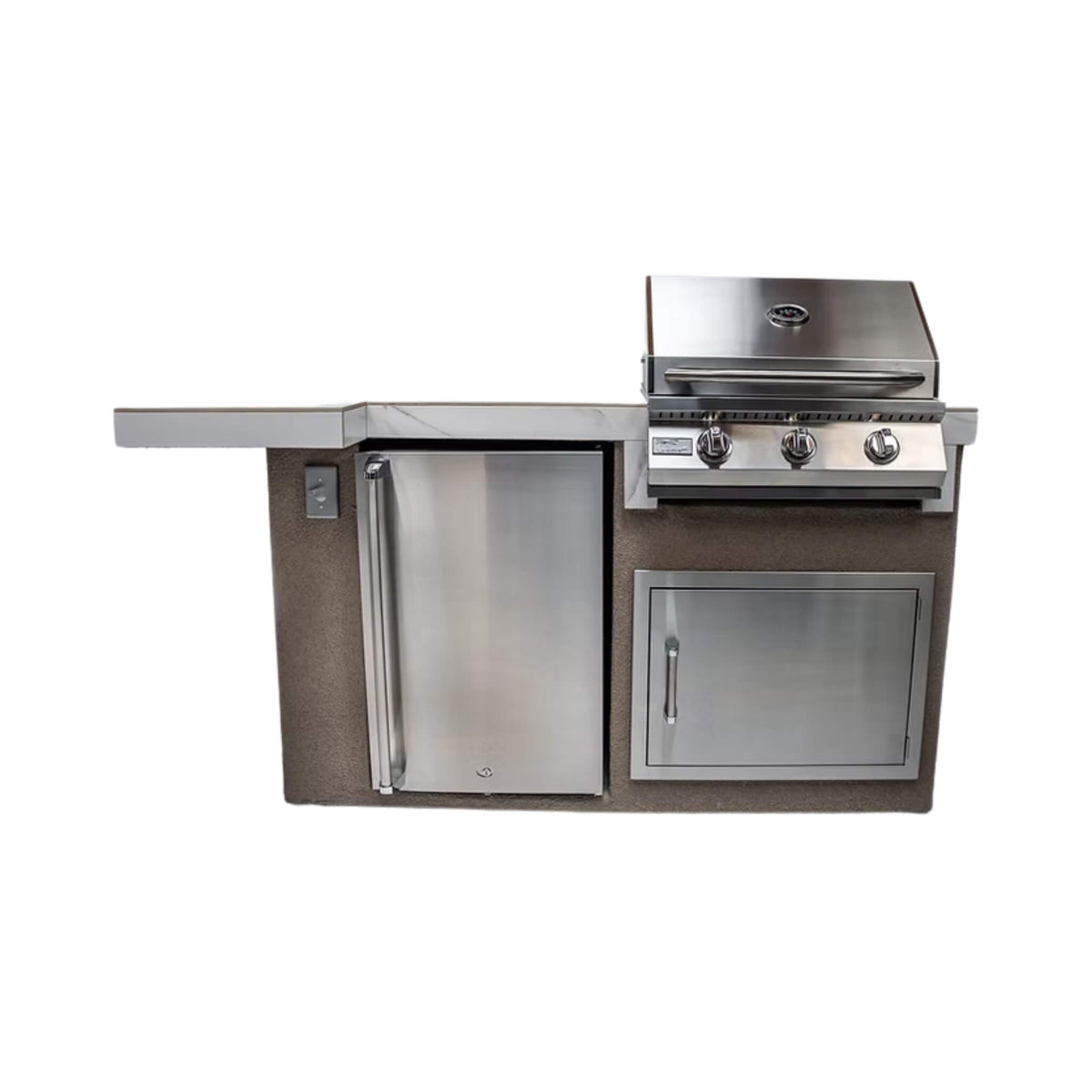 KoKoMo Grills Mini Maui BBQ Island with LED Lights, Built-In BBQ &amp; Refrigerator