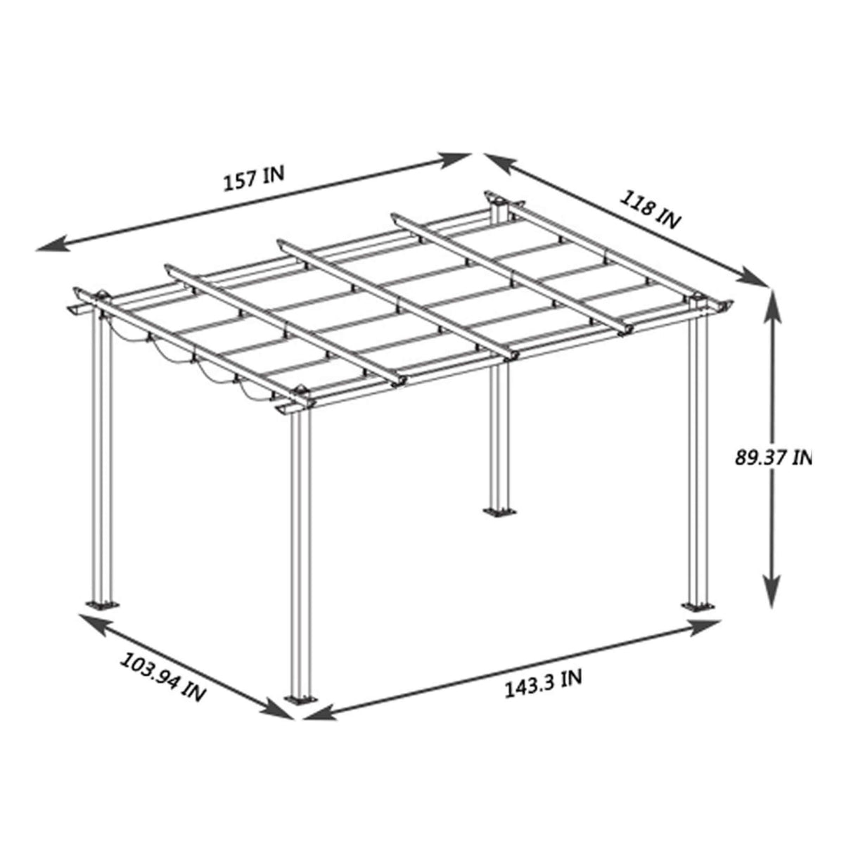 Saksby 10x13ft Large Outdoor Patio Pergola with Canopy &amp; Retractable Sun Shades, Beige