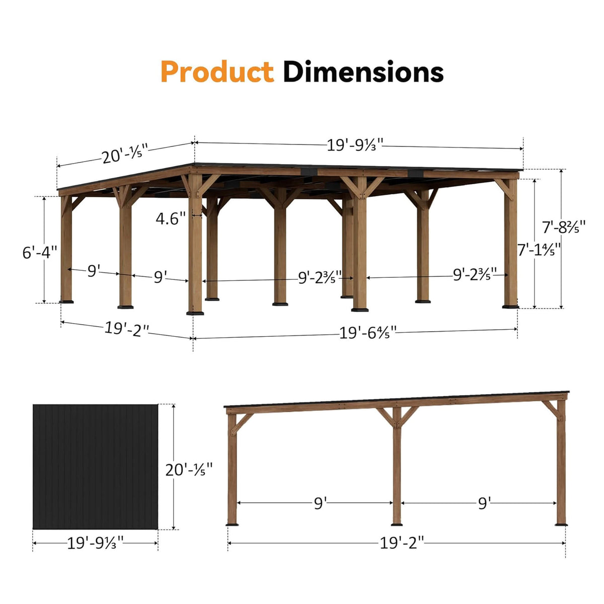 Luxury Modern Cedar Gazebo with Sloped Hardtop Roof