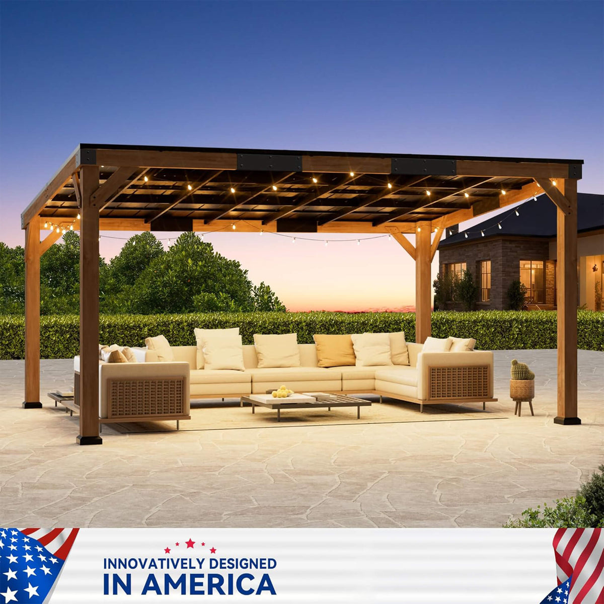 Luxury Modern Cedar Gazebo with Sloped Hardtop Roof