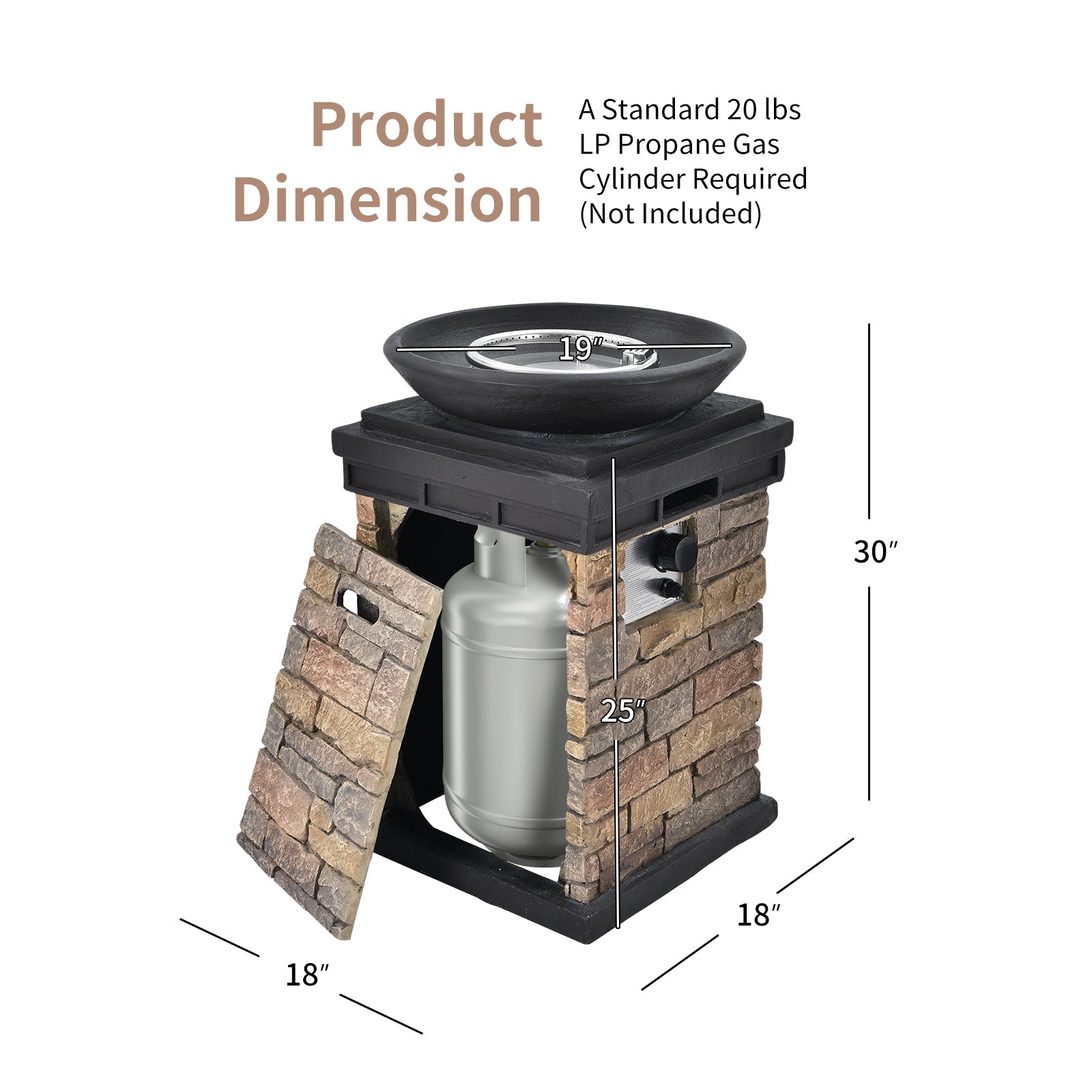 Propane Fire Pit Table – Stacked Stone Look, 40,000 BTU
