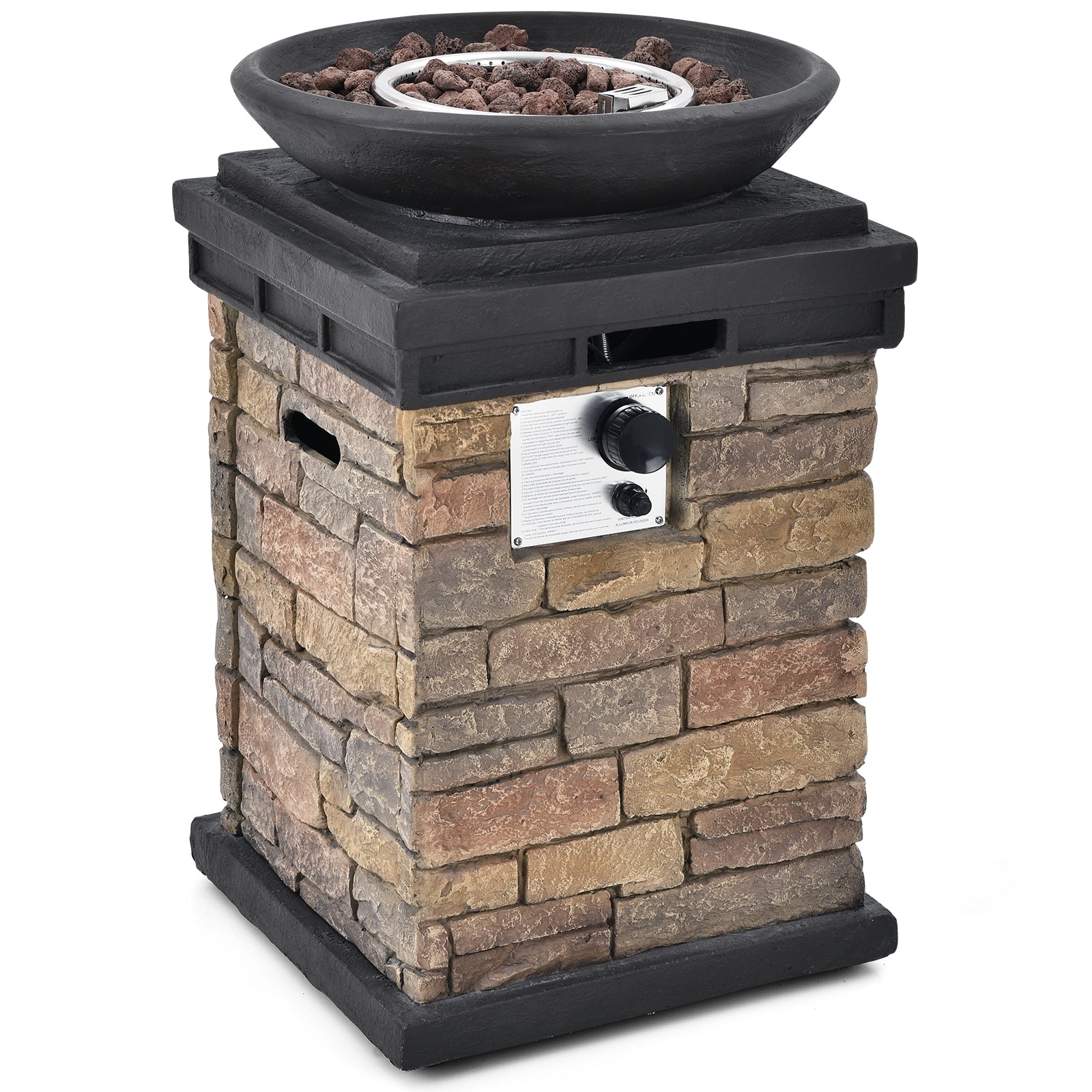 Propane Fire Pit Table – Stacked Stone Look, 40,000 BTU