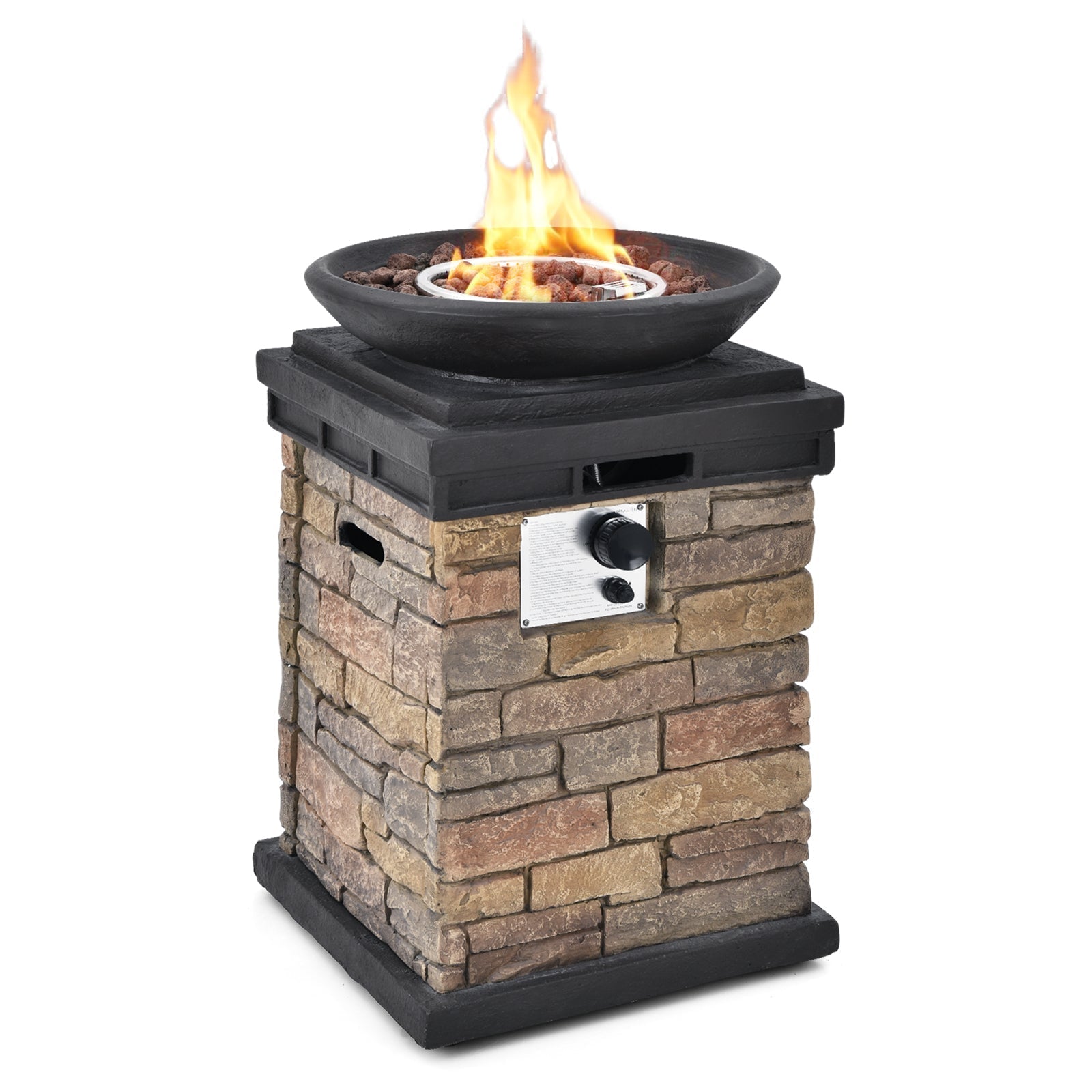 Propane Fire Pit Table – Stacked Stone Look, 40,000 BTU
