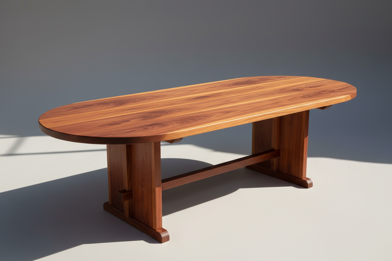 Oval Redwood Dining Table