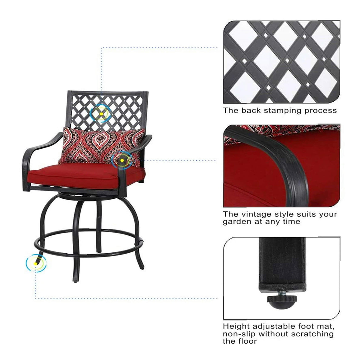 6-Piece Bar Height Patio Furniture Set with Swivel Chairs & Cushions