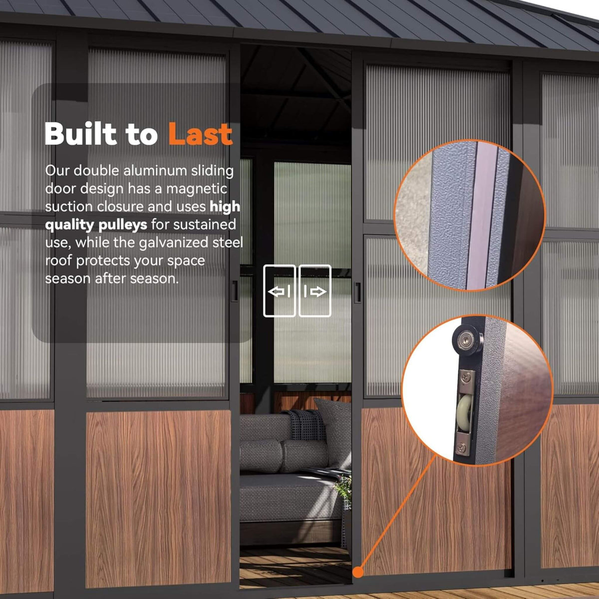 Premium Hardtop Aluminum Sunroom Solarium with TV Mount & Sliding Doors