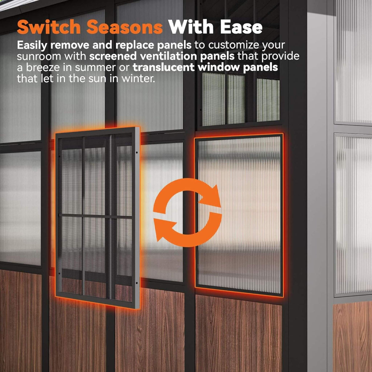 Premium Hardtop Aluminum Sunroom Solarium with TV Mount & Sliding Doors