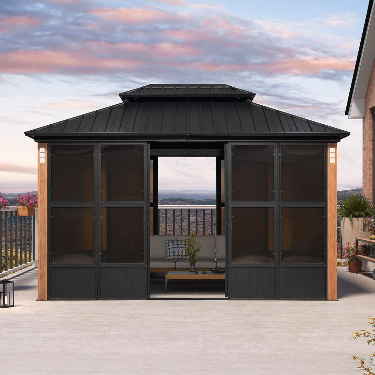 Premium Hardtop Double-Top Outdoor Patio Solarium Sunroom