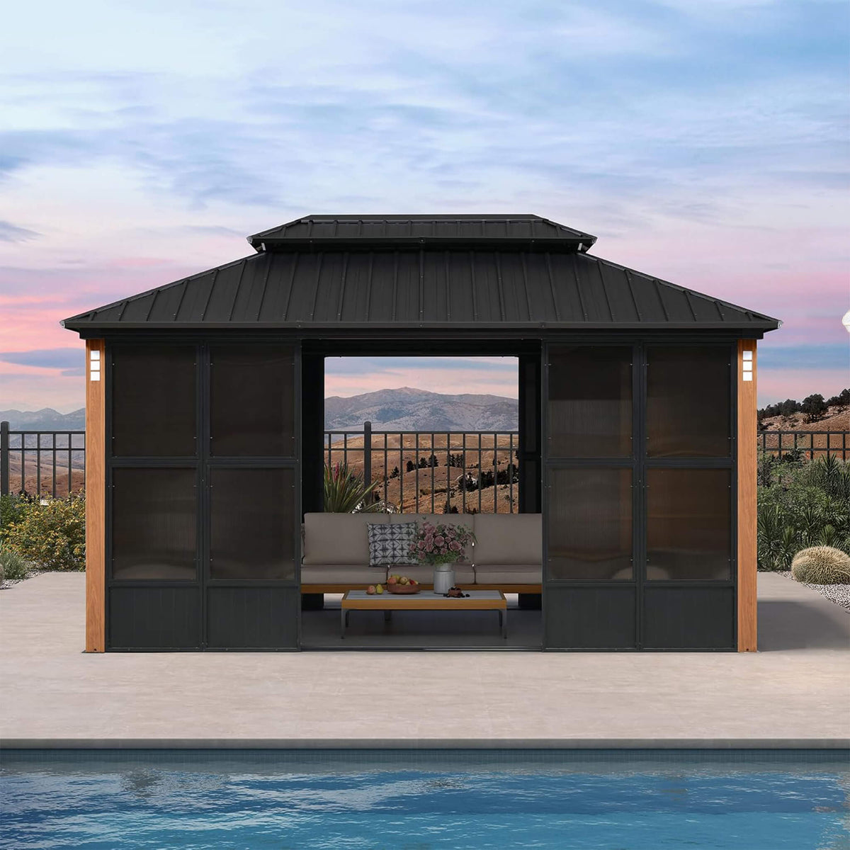 Premium Hardtop Double-Top Outdoor Patio Solarium Sunroom