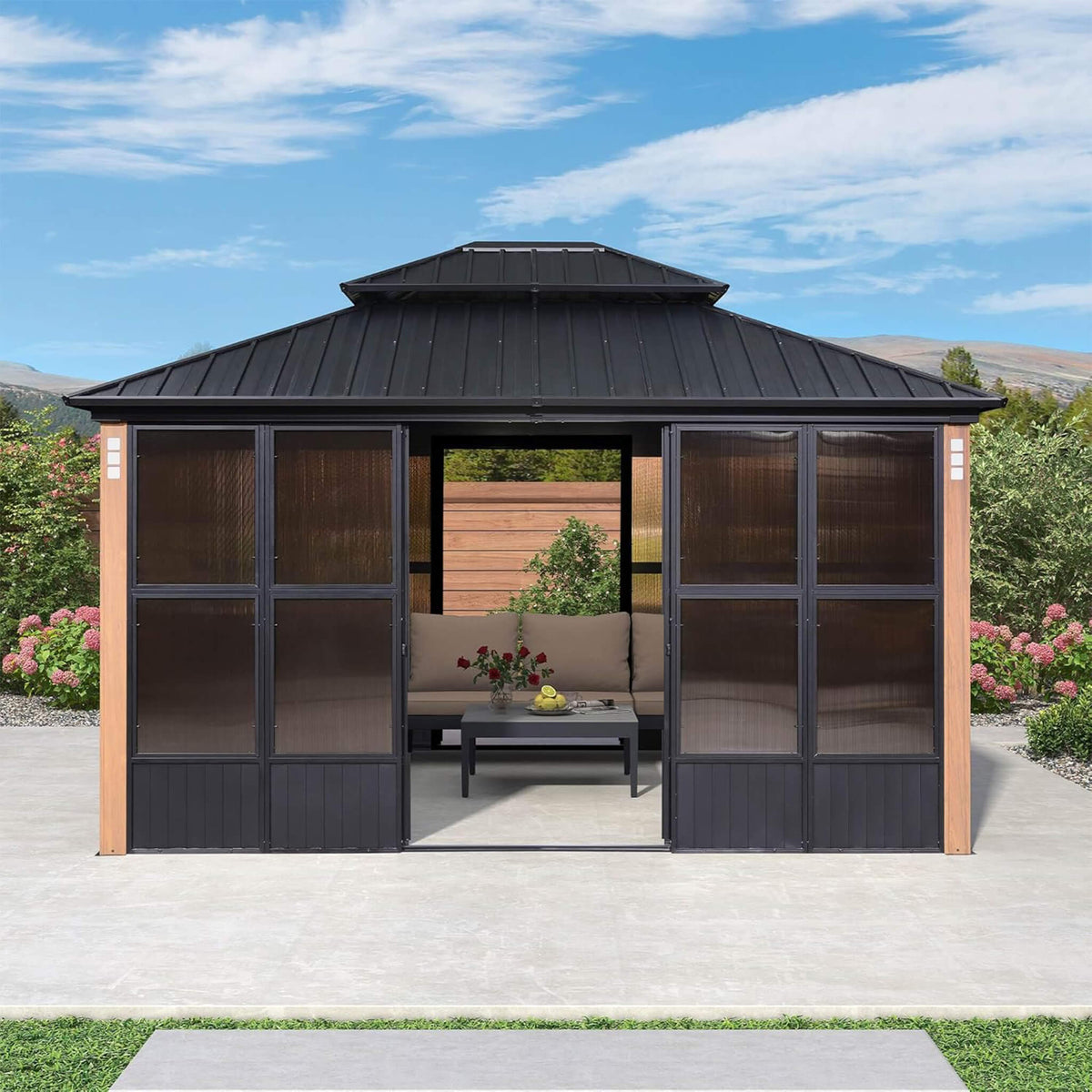 Premium Hardtop Double-Top Outdoor Patio Solarium Sunroom