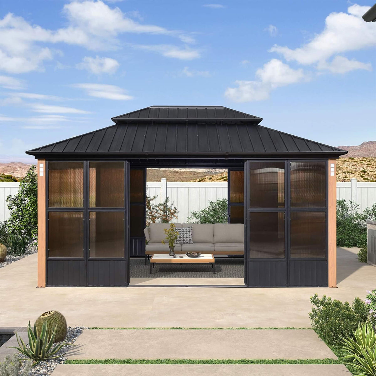 Premium Hardtop Double-Top Outdoor Patio Solarium Sunroom