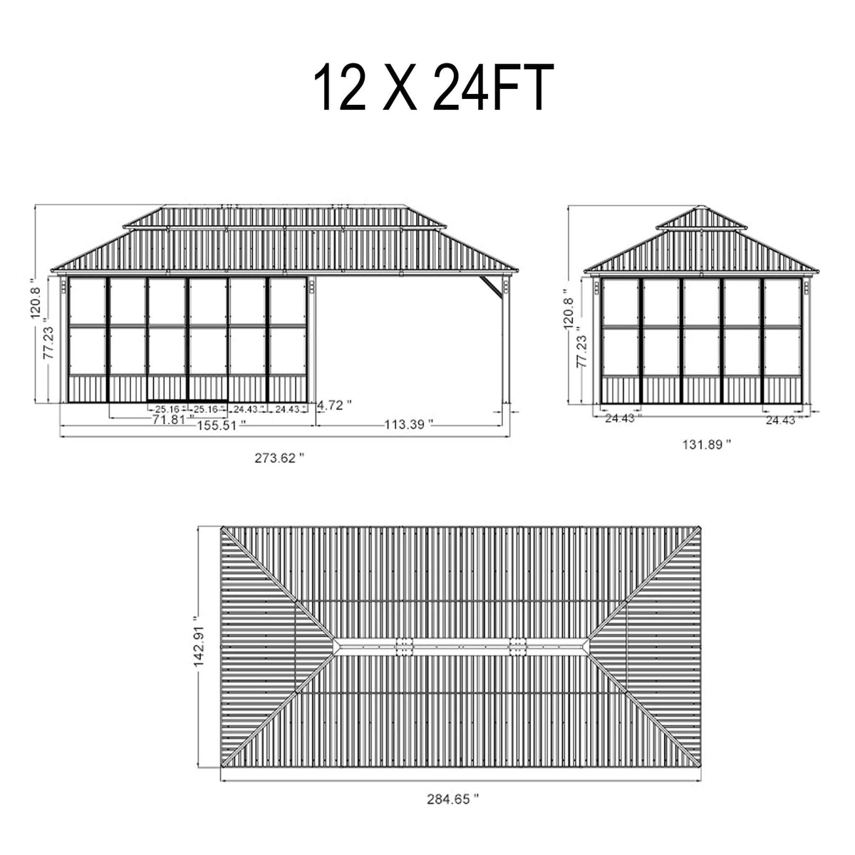 Premium Hardtop Double-Top Outdoor Patio Solarium Sunroom