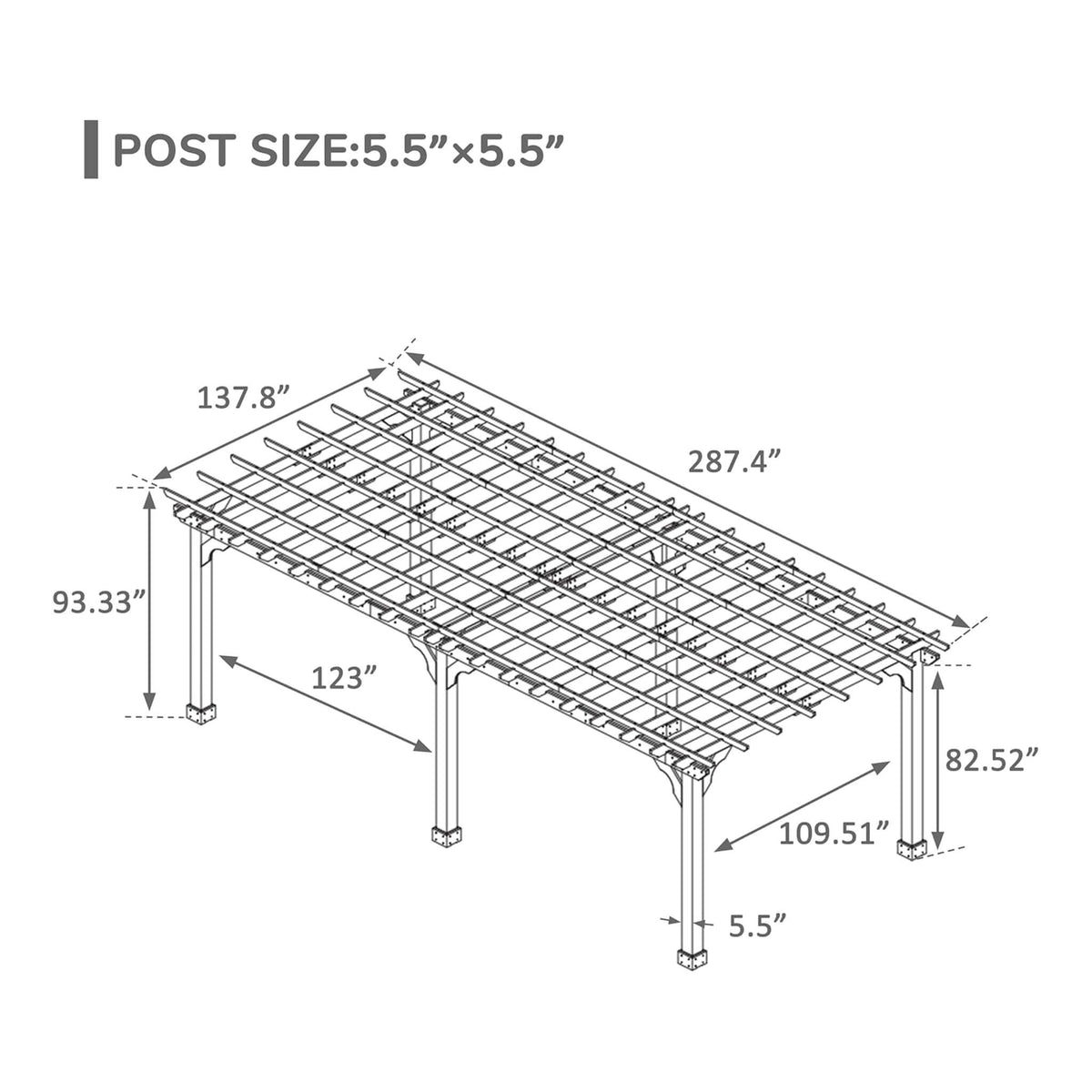 Premium Outdoor Cedar Wood Pergola with Slatted Roof