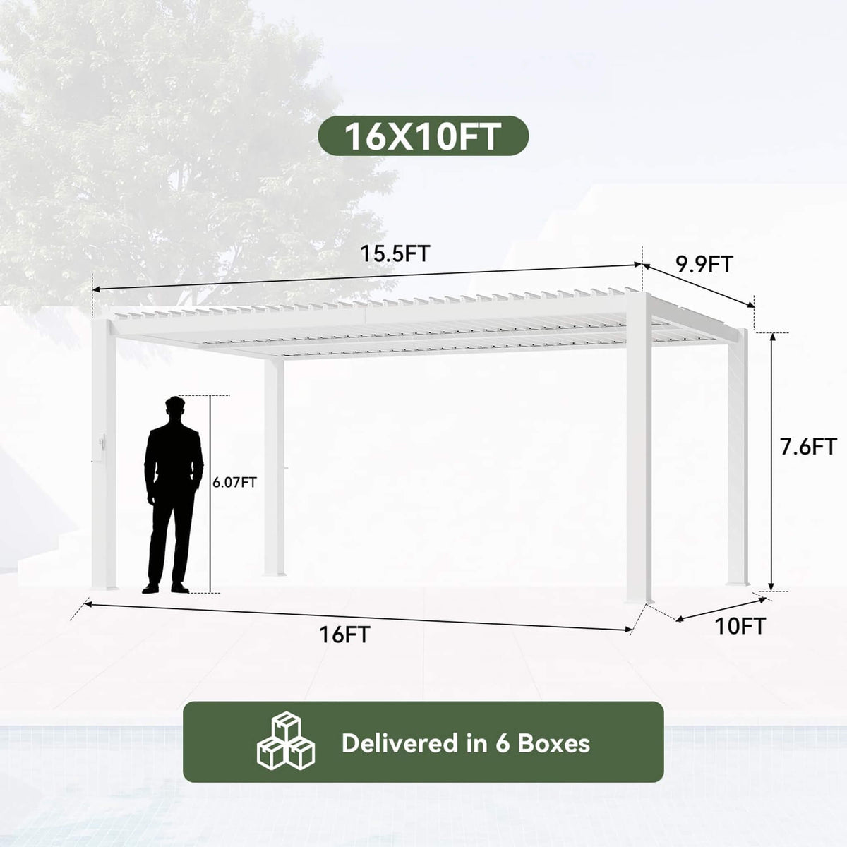 Premium Outdoor Metal Louvered Pergola with Drainage System