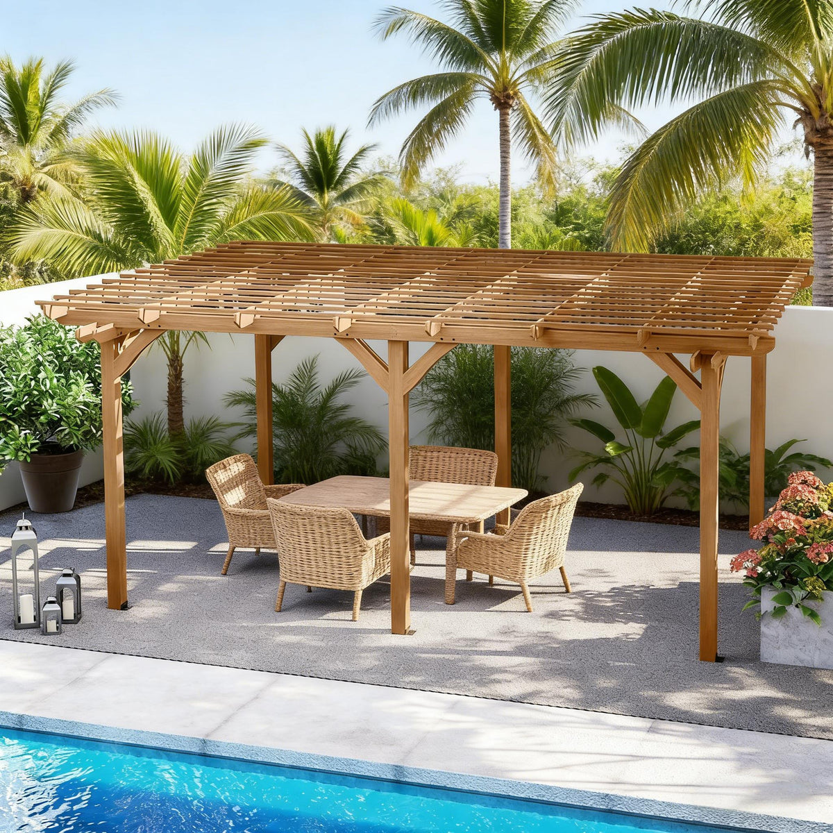9x12ft Premium Outdoor Wooden Grape Trellis Pergola