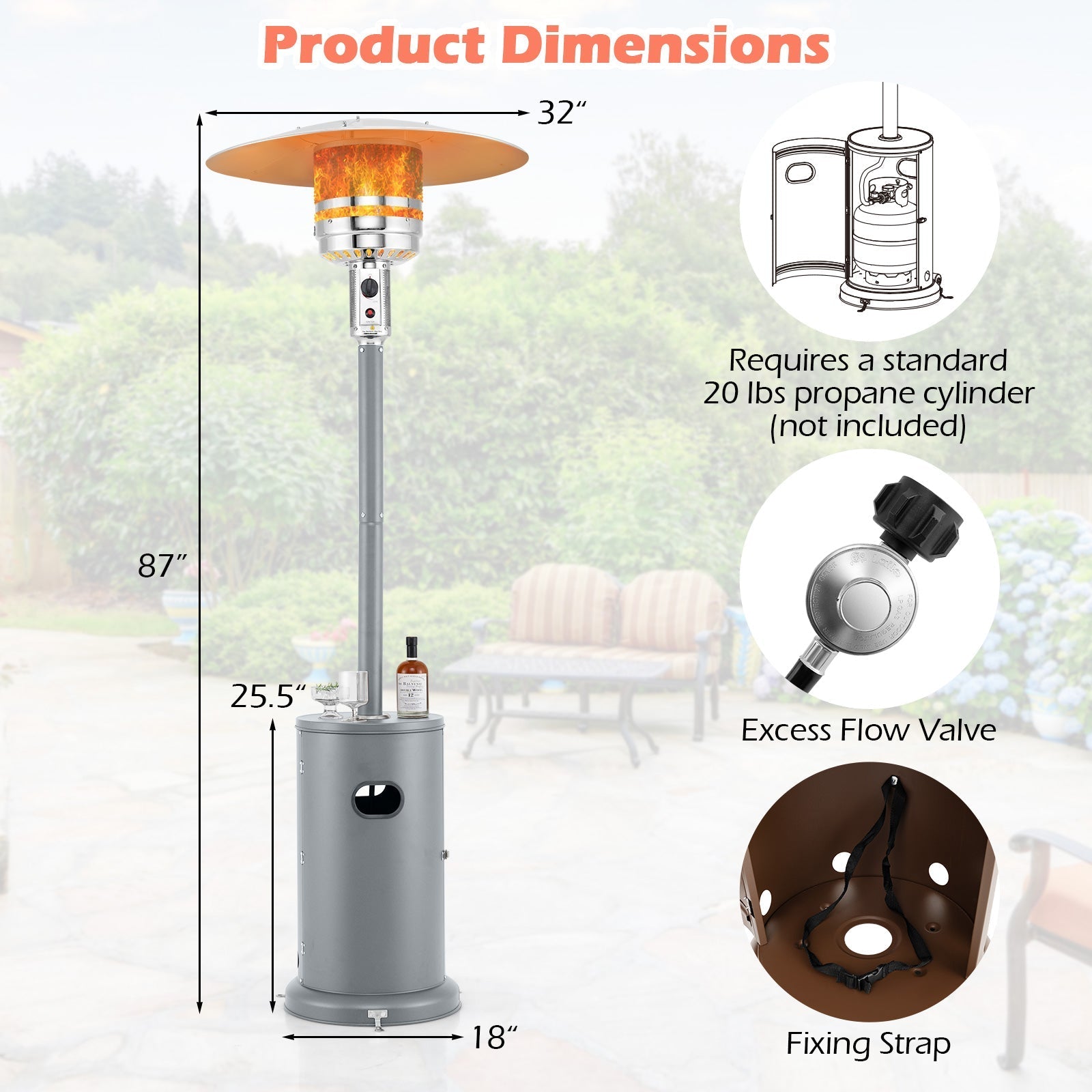 DirectDeals 50,000 BTU Propane Patio Heater with Round Table